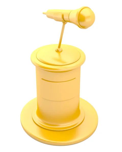 Goldmikrofon auf Sockel — Stockfoto