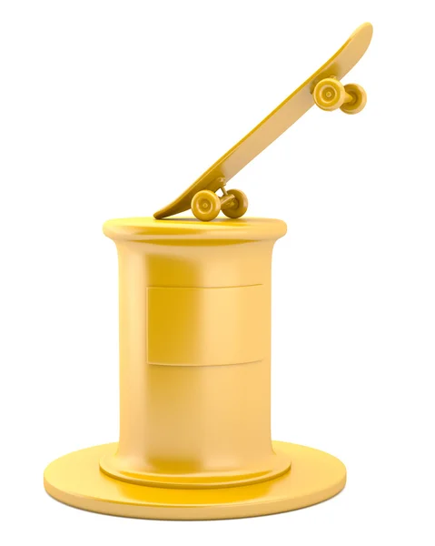 Monopatín dorado sobre pedestal —  Fotos de Stock