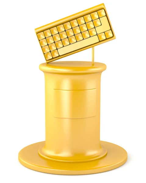 Teclado dourado no pedestal — Fotografia de Stock