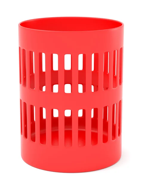 Красный мусорный бак — стоковое фото