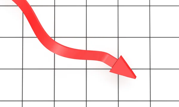 グラフの背景の赤い矢印 — ストック写真
