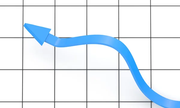 Flecha azul no fundo do gráfico — Fotografia de Stock