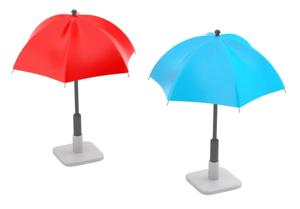 Guarda-chuvas vermelho e azul — Fotografia de Stock