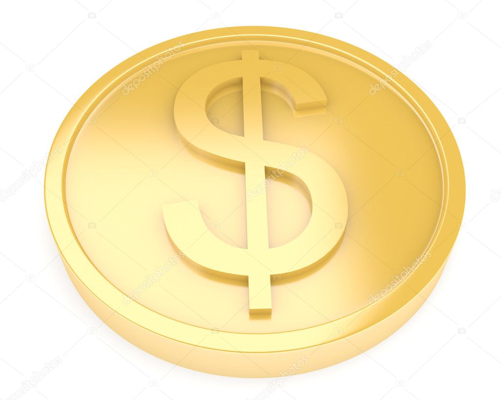 Gold coin with dollar sign