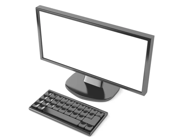 Monitor LCD com teclado — Fotografia de Stock