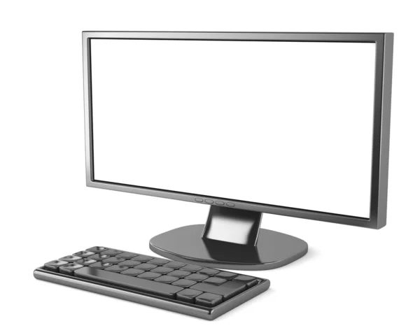 LCD-Monitor mit Tastatur — Stockfoto