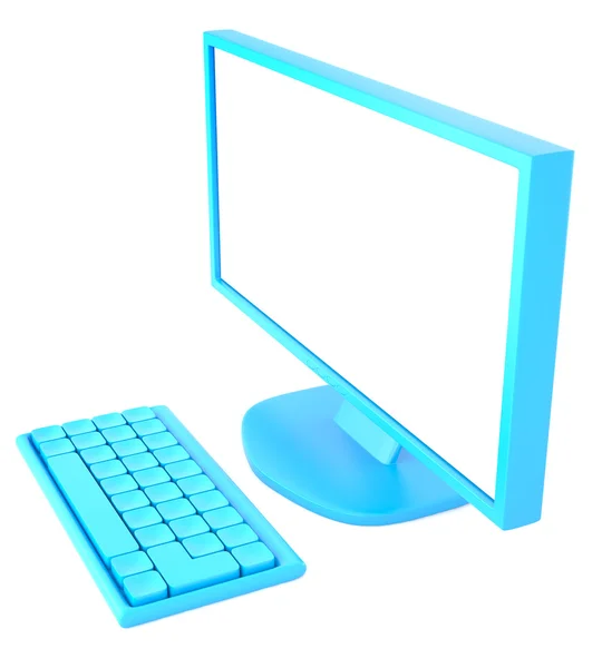 Monitor LCD dengan papan ketik — Stok Foto