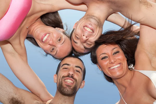 Happy Friends in Circle, Bottom View — Stock Photo, Image