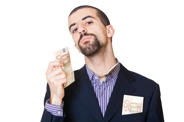 Hombre de negocios corrupto ocultando billetes — Foto de Stock