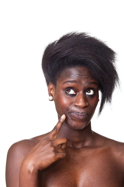 Hermoso retrato de mujer negra en blanco —  Fotos de Stock