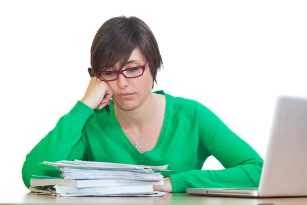 Tired Young Woman at Work — Stock Photo, Image