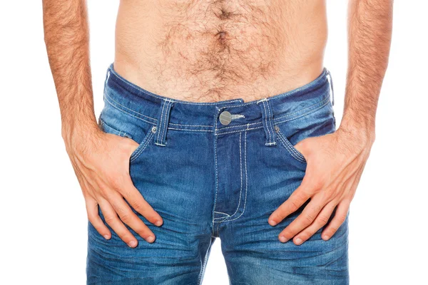 Jovem vestindo Jeans, Close Up — Fotografia de Stock