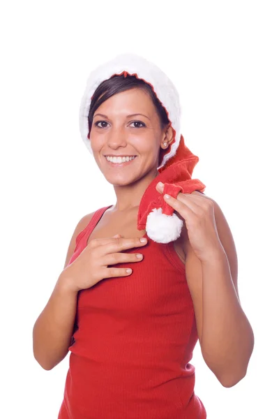 Sexy žena s santa hat a vánoční dárky — Stock fotografie