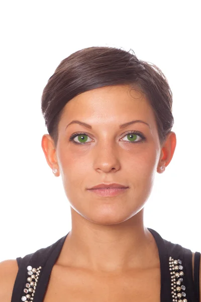 Молодая женщина с зелеными глазами — стоковое фото