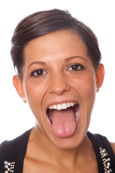 Young Girl with Tongue Out Stock Image
