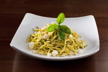 Trofie with Pesto, Italian Dish clipart