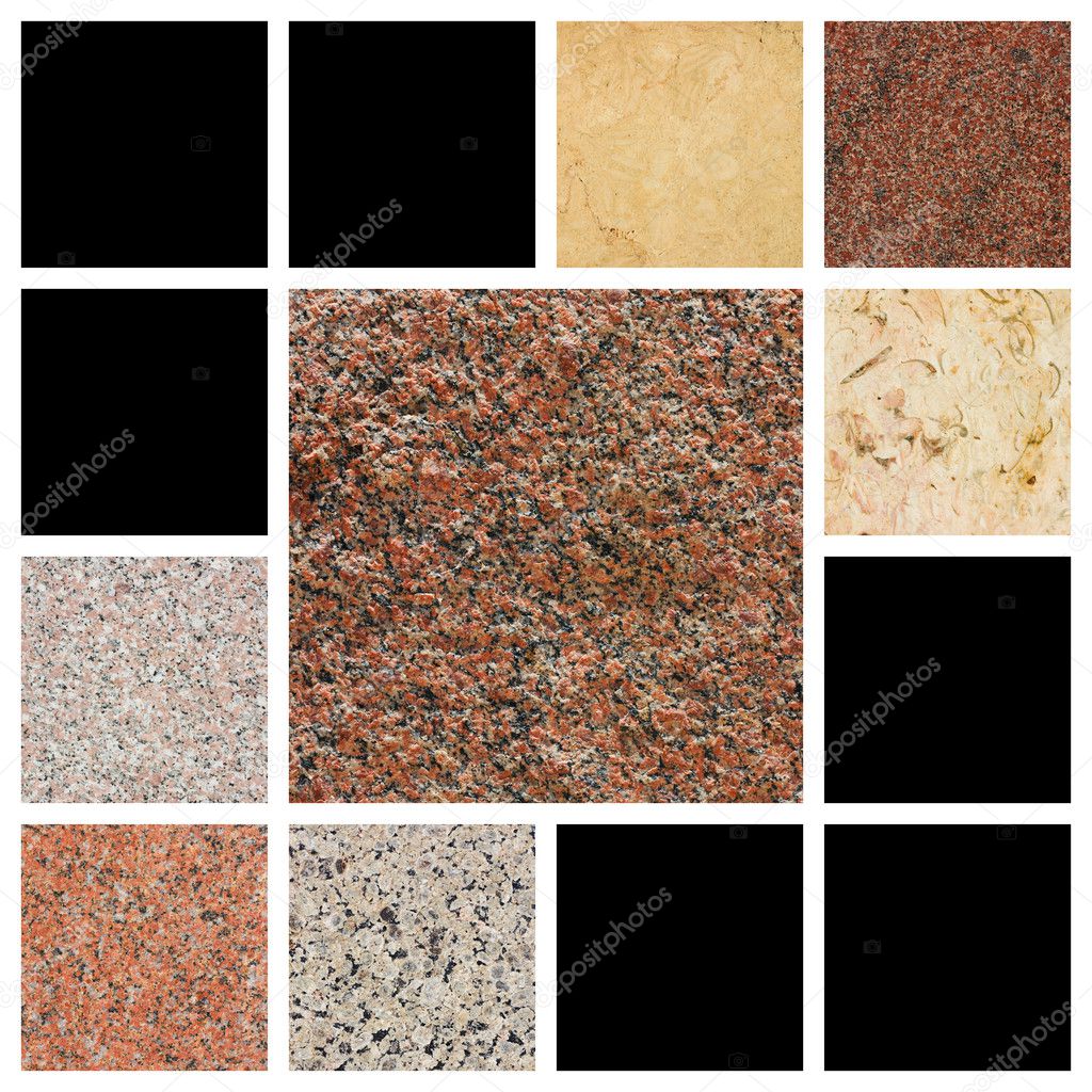 Collection of egyptian granite and marble.