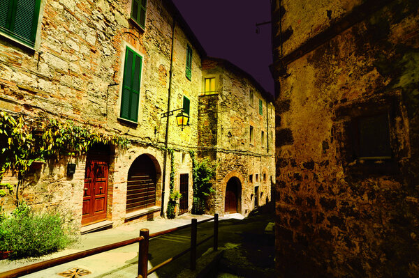 Typical Medieval Italian City at Midnight