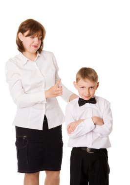 Mother talking to son clipart