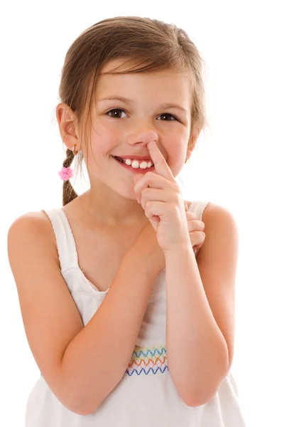 Girl picking nose — Stock Photo, Image