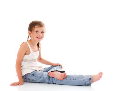 Sitting little girl clipart