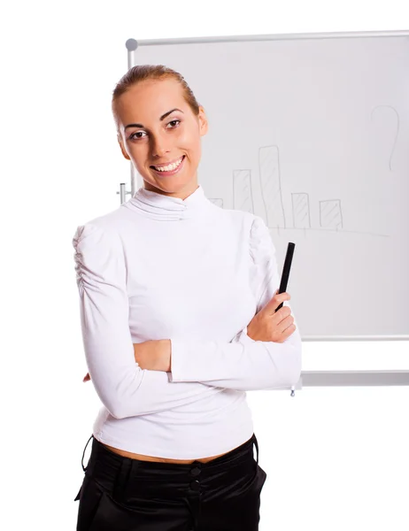 Affärskvinna att göra presentation — Stockfoto