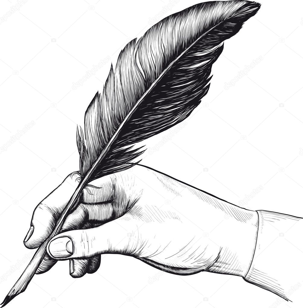 Writing Feather Pen Isolated Monochrome Sketch. Vector Quill, Old  Handwriting Symbol Royalty Free SVG, Cliparts, Vectors, and Stock  Illustration. Image 144289439.