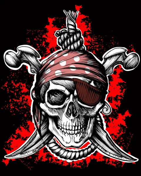 Black Jolly Roger Skull — Vector de stock