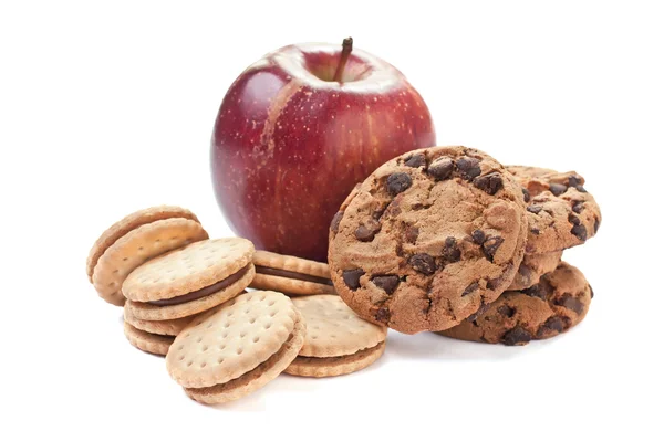 Pliki cookie i jabłko — Zdjęcie stockowe