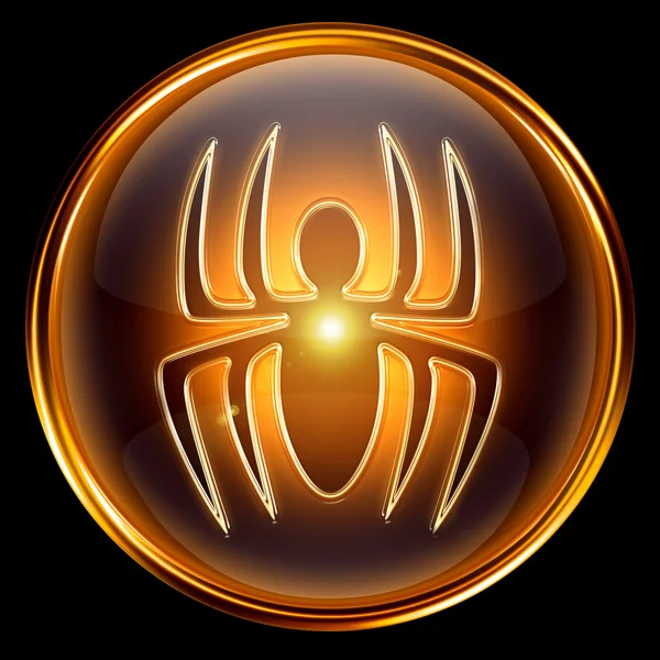 Virus icon golden, isolated on black background. — Stock Photo, Image