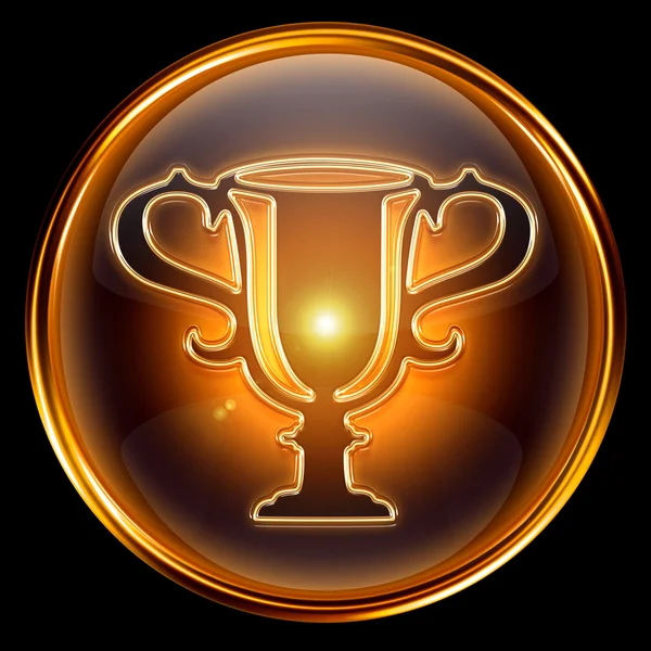 Cup icon golden, isolated on black background. — Stock Photo, Image