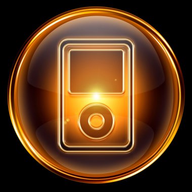 mp3 player altın, siyah arka plan üzerine izole.