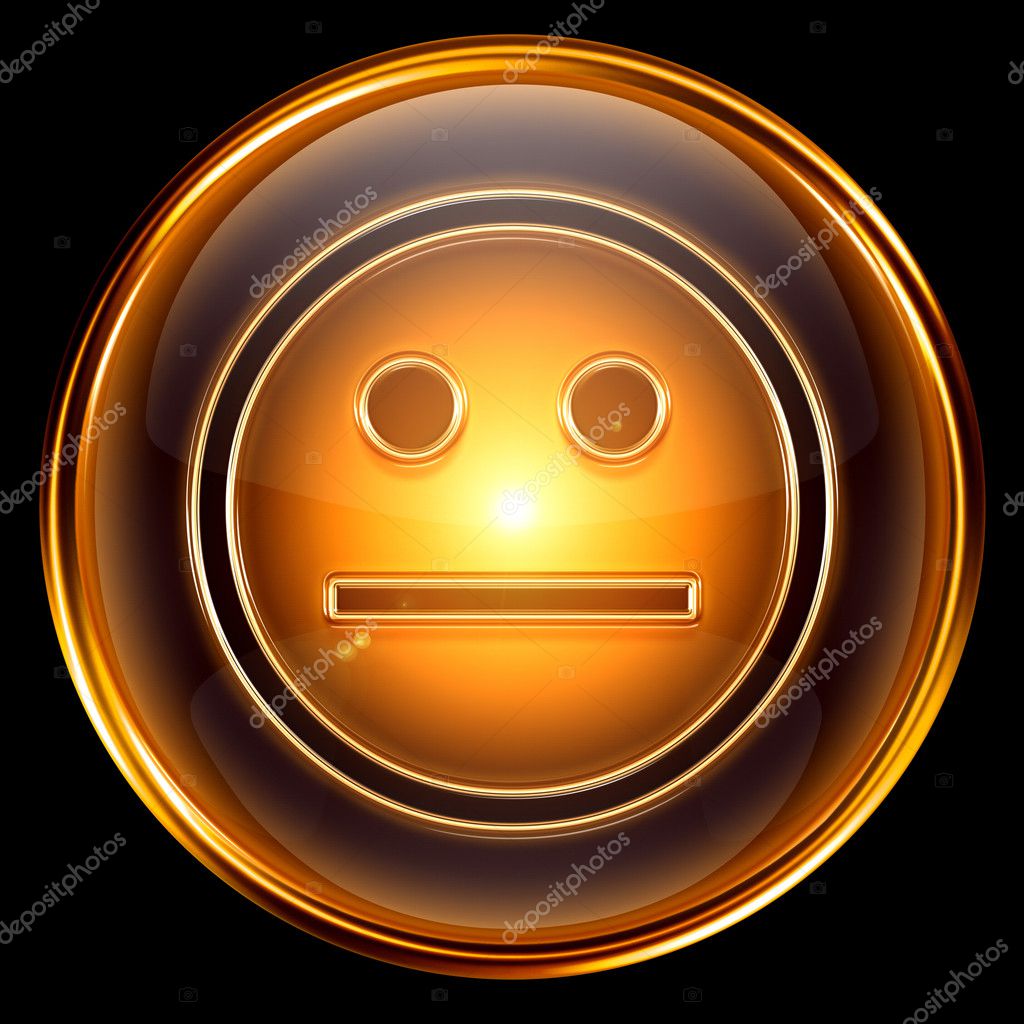 Smiley icon golden, isolated on black background. Stock Photo by ©zeffss  5939230