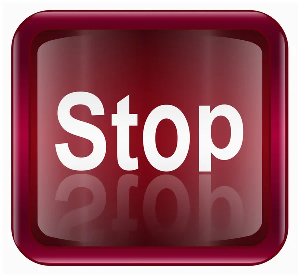 Stop ikon sötét piros, elszigetelt fehér background — Stock Fotó