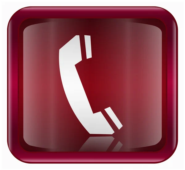 Telefon simgesi koyu kırmızı, beyaz zemin üzerine izole — Stok fotoğraf