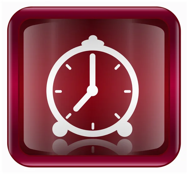 Icono del reloj rojo oscuro, aislado sobre fondo blanco — Foto de Stock