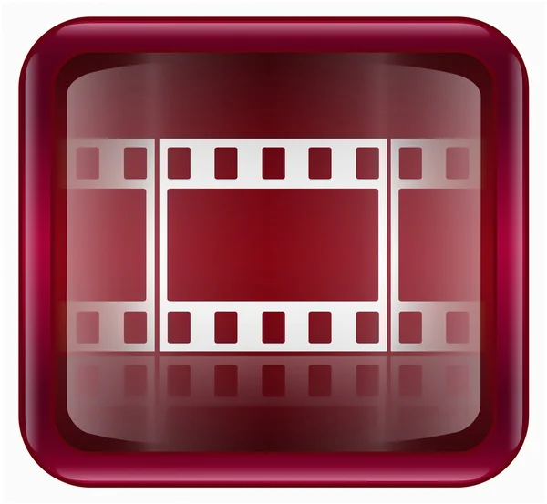 Значок фильма красный, выделенный на белом фоне — стоковое фото