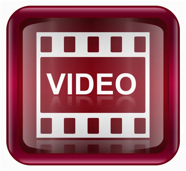 Film icon red, isolated on white background — Stock Photo, Image