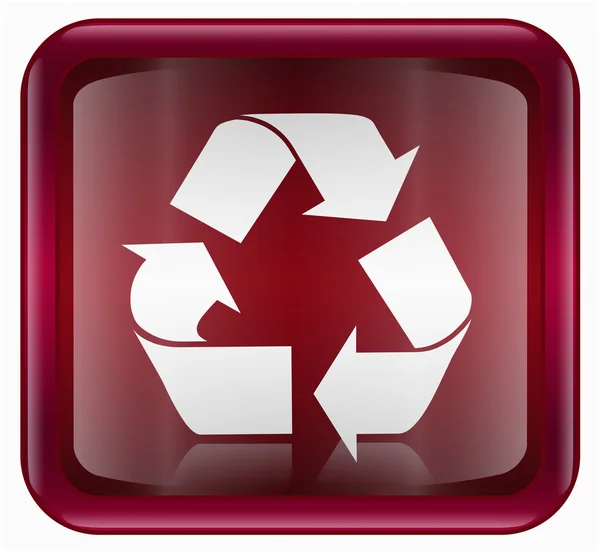 Reciclaje icono símbolo rojo, aislado sobre fondo blanco —  Fotos de Stock