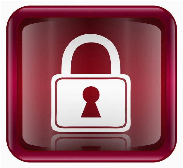 Lock icon red, isolated on white background — Stock Photo, Image