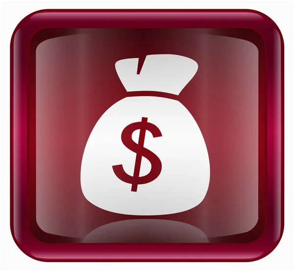 Dollarn ikonen röd, isolerad på vit bakgrund — Stockfoto