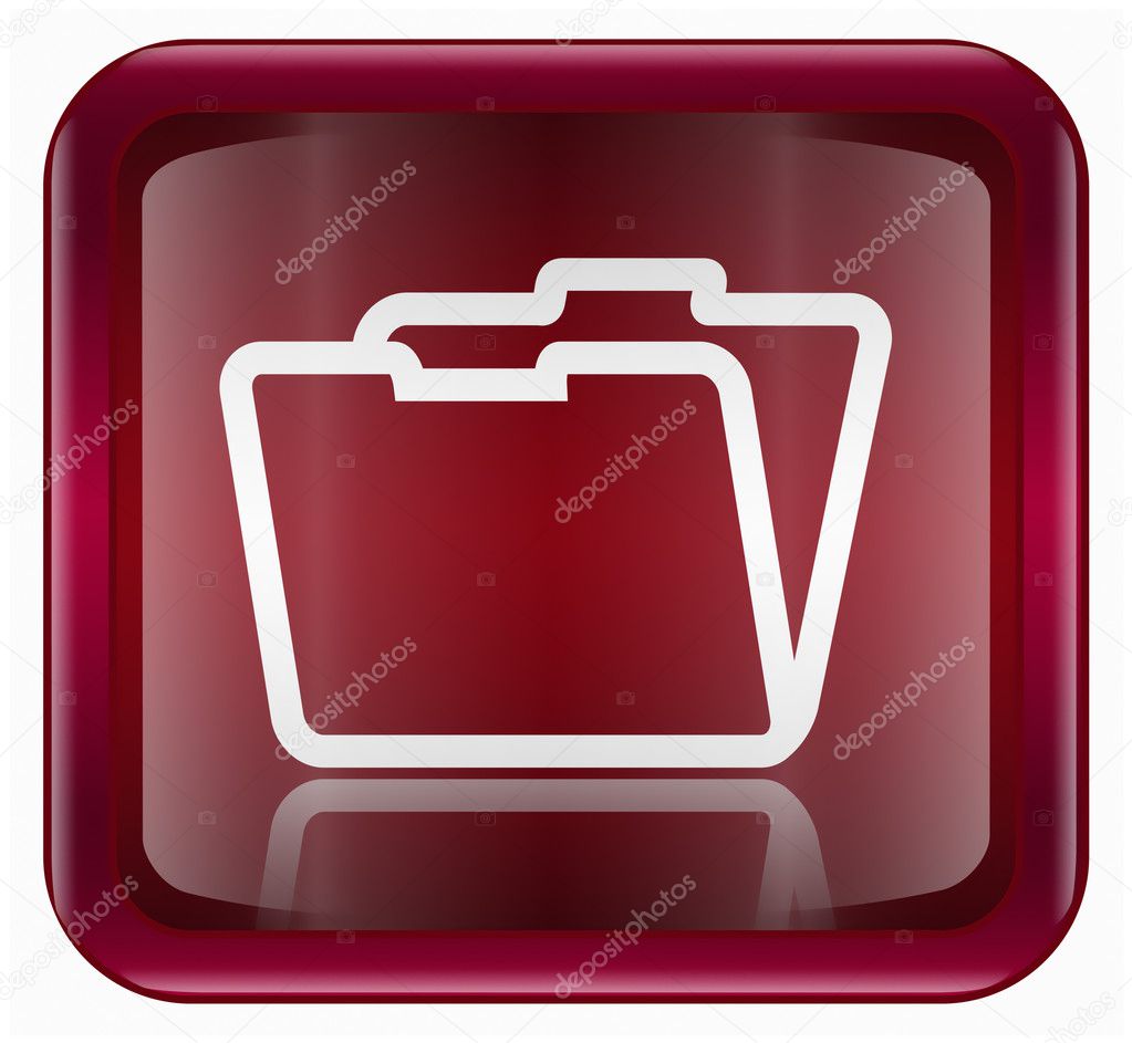 Folder icon dark red, isolated on white background