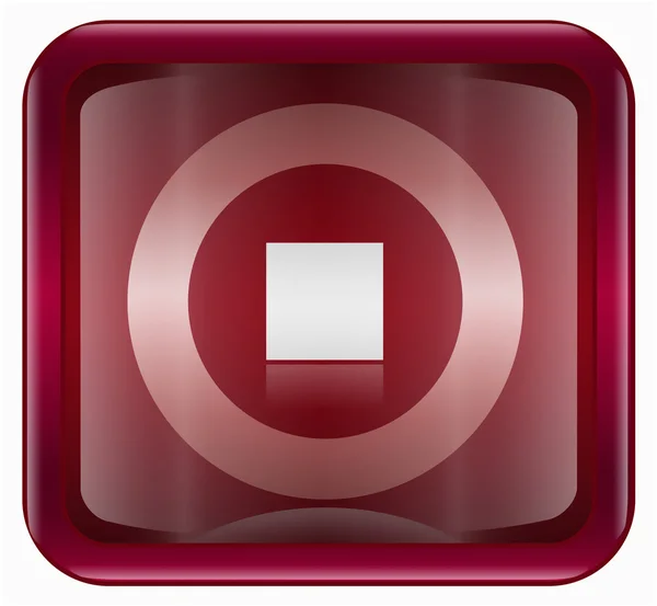 Stop pictogram donker rood, geïsoleerde op witte achtergrond — Stockfoto