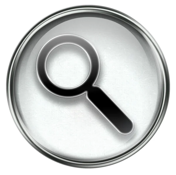 Icono de búsqueda y lupa gris, aislado sobre fondo blanco . —  Fotos de Stock