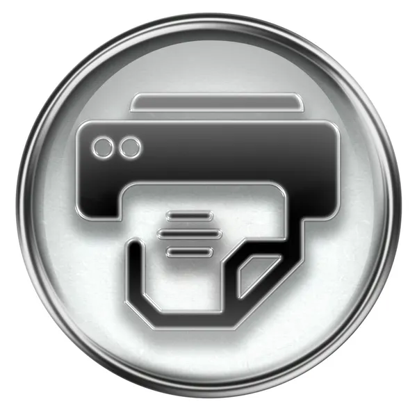 Icona stampante grigia, isolata su sfondo bianco . — Foto Stock