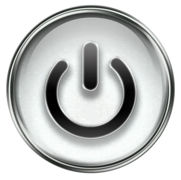 Power κουμπί γκρι, απομονώνονται σε λευκό φόντο. — Stockfoto