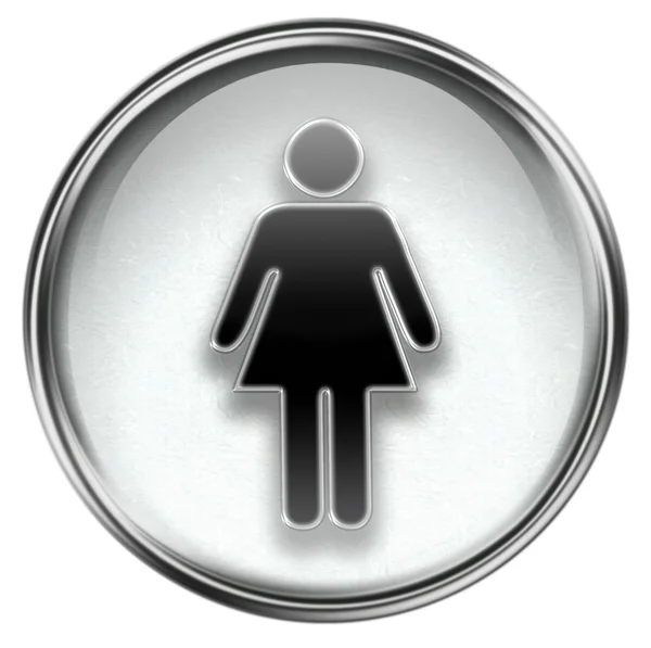 Szara ikona kobieta, na białym tle. — Zdjęcie stockowe