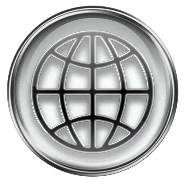 Wereld pictogram grijs, geïsoleerd op witte achtergrond. — Stockfoto