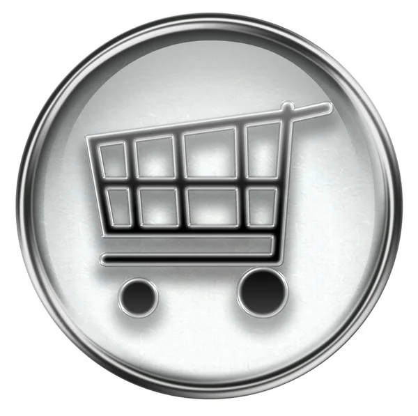 Shopping cart ikonen grå, isolerad på vit bakgrund. — Stockfoto