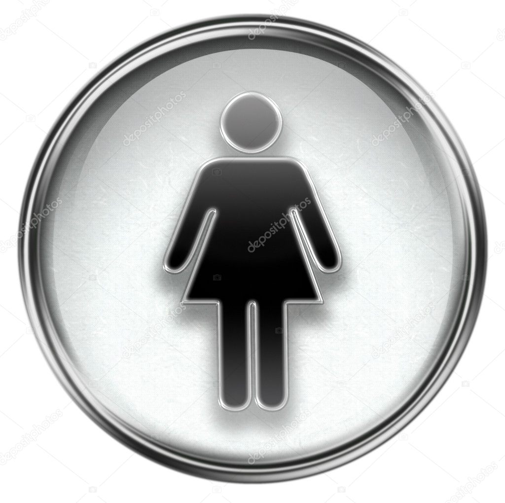 Woman icon grey, isolated on white background.